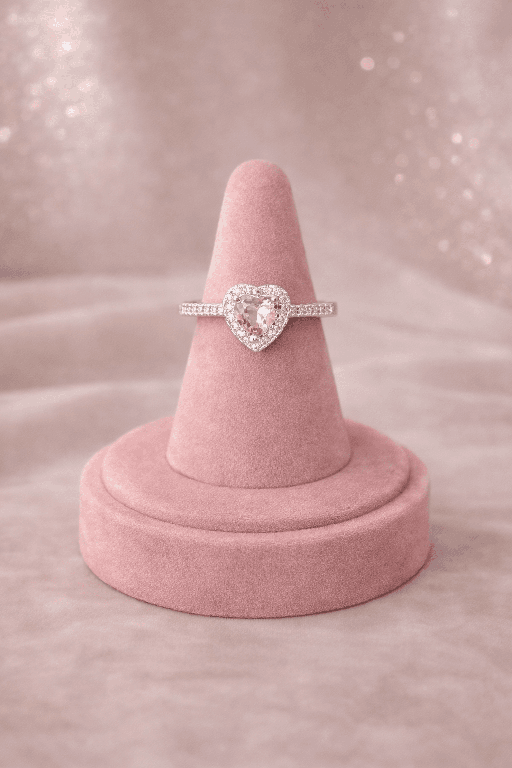 ANEL AJUSTÁVEL CORAÇÃO ROSA