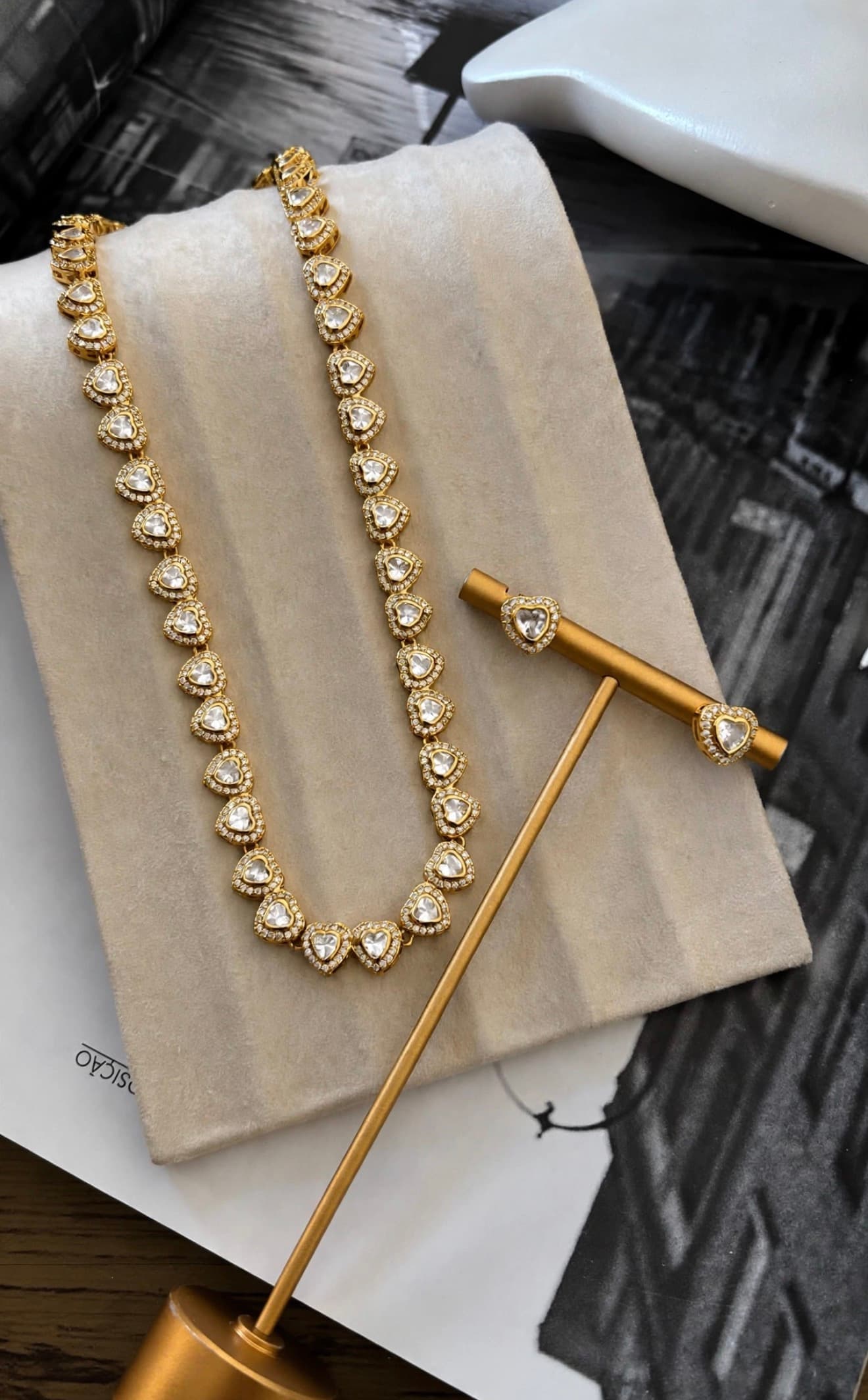 Conjunto coração dourado