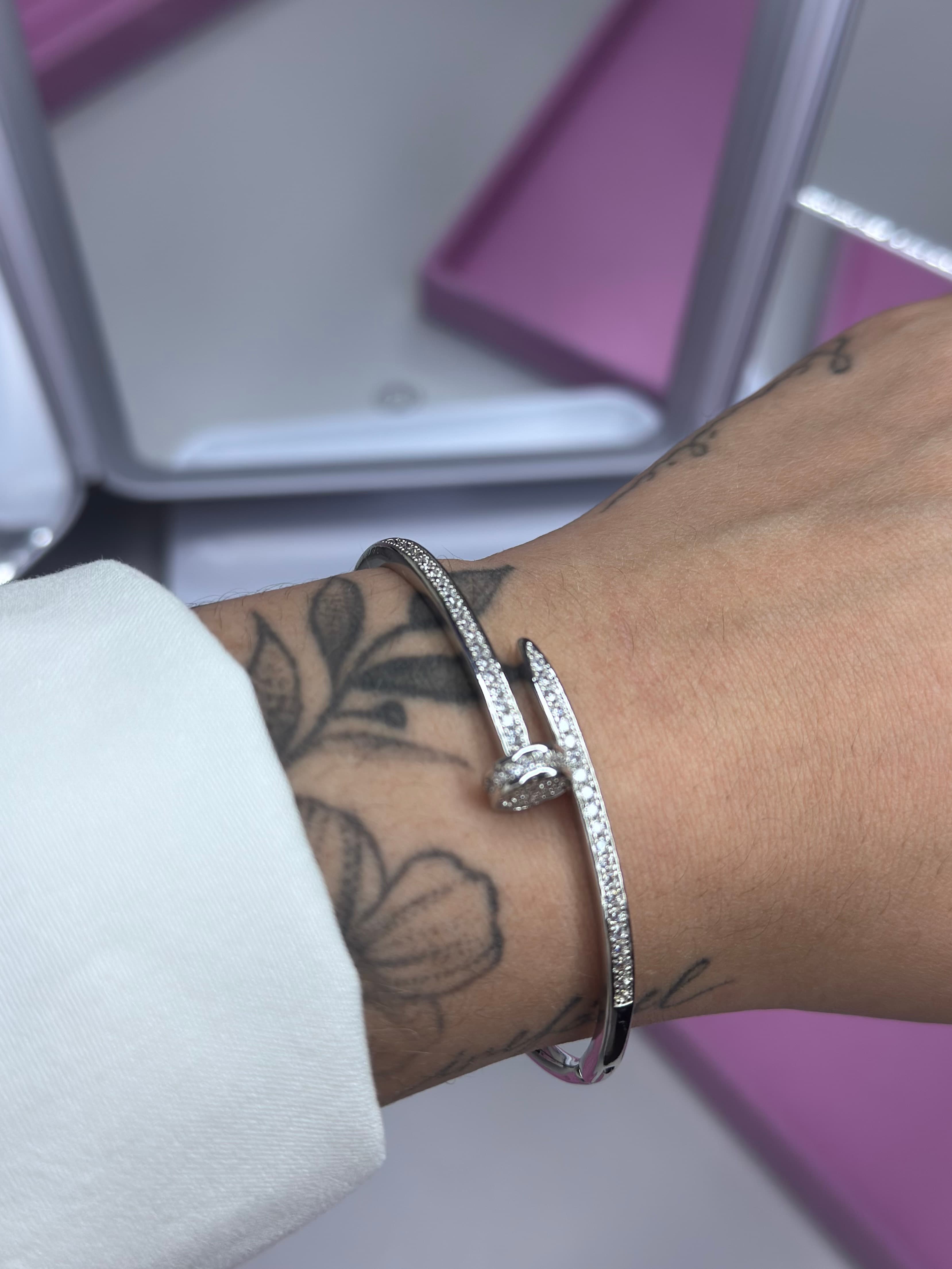 Bracelete Prego Cravejado Prata